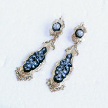 Antique earrings brooch jewelry parure set diamonds gold enamel French (7235)