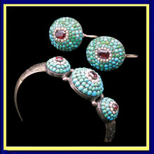 antique Victorian earrings bangle jewelry set gold turquoise garnet pearls