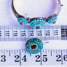 Antique Victorian earrings bangle jewelry set gold turquoise garnet pearl (7289)