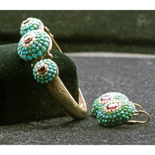 Antique Victorian earrings bangle jewelry set gold turquoise garnet pearl (7289)