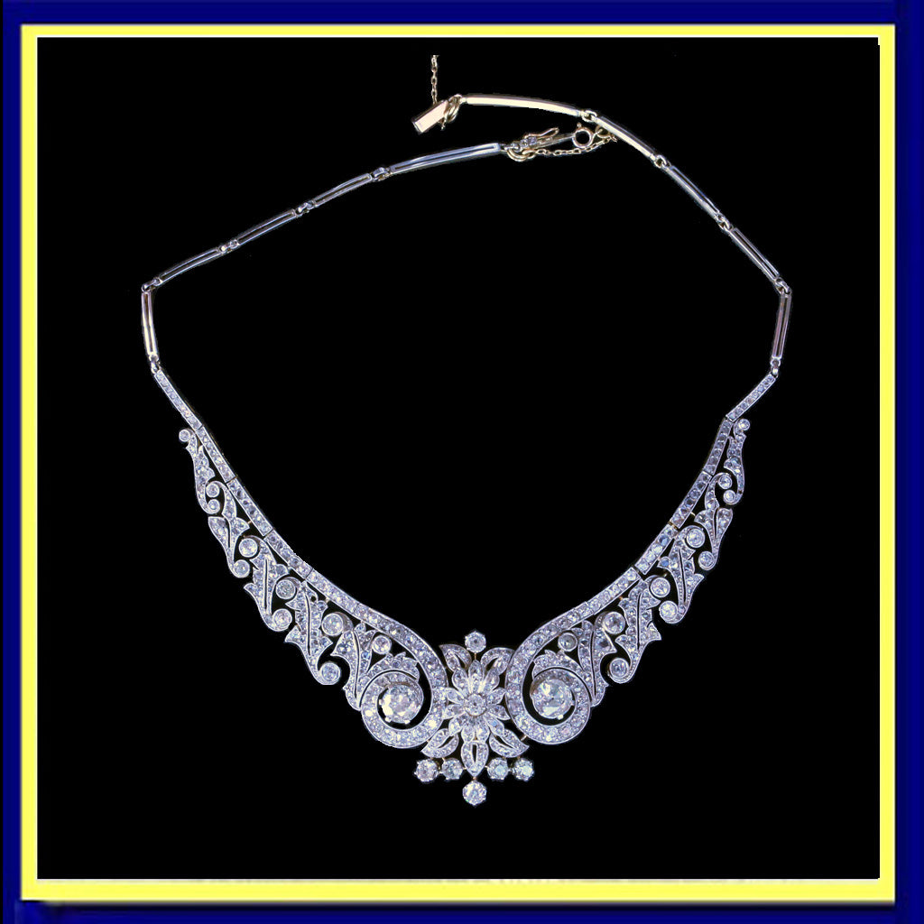 antique diamond necklace tiara gold silver diamonds