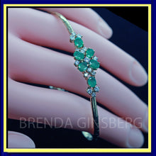Vintage Retro Bracelet Bangle 18k Gold Diamonds Emeralds w Appraisal (4847)