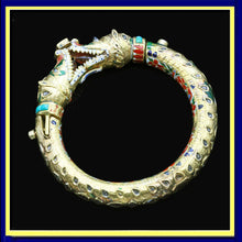 Antique Mughal Bangle Bracelet Gold Enamel Gems Crocodile Georgian (4929