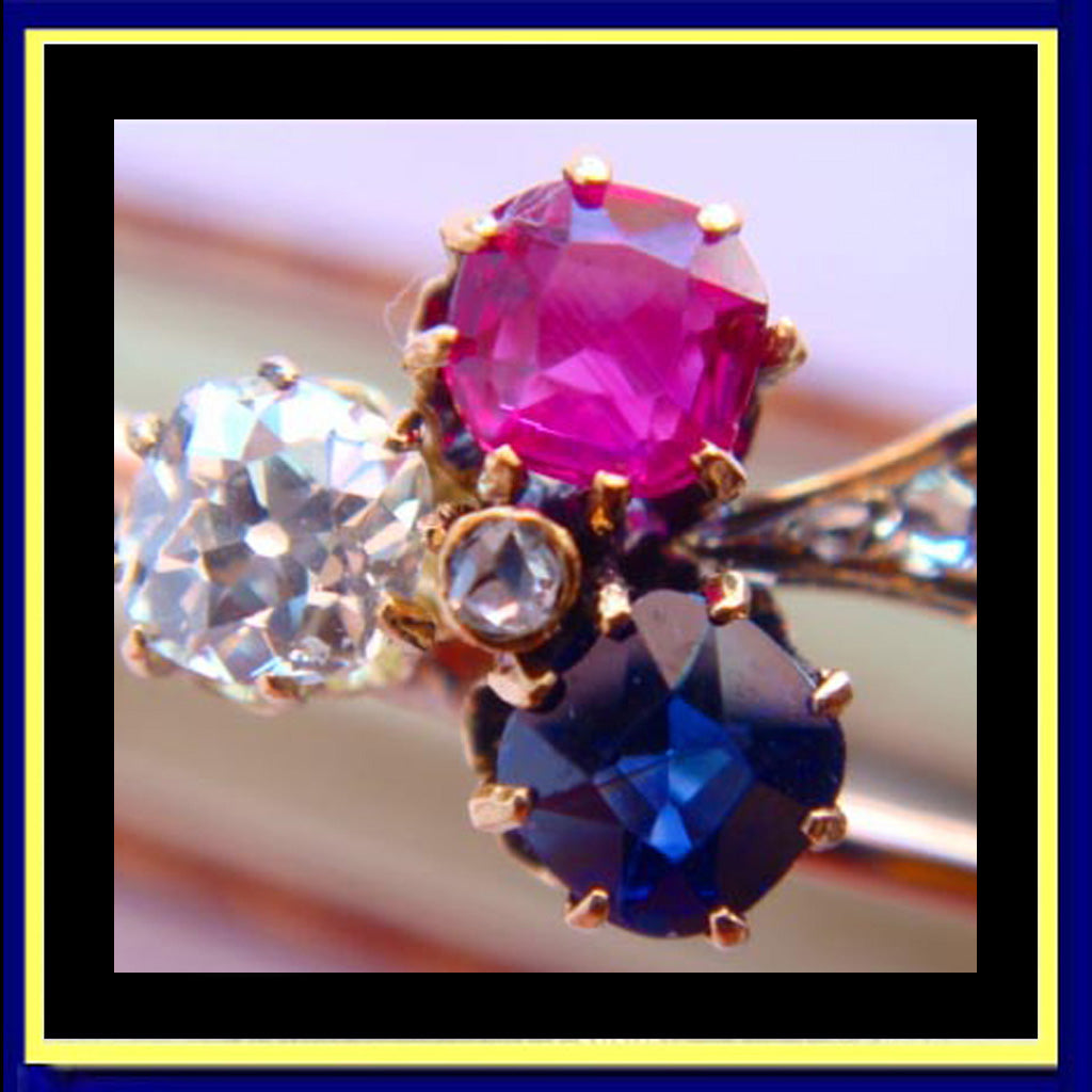 Antique Bracelet Diamonds Ruby Sapphire Gold Carlo Guiliano Box Appraisal (3483)