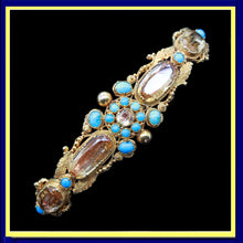Antique Georgian Bracelet Bangle Topaz Turquoise Gold Cannetille 1820's (4405)