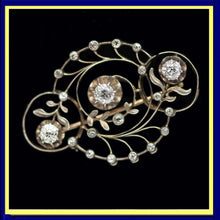 Art Nouveau Brooch Diamonds Gold Silver Antique Art Nouveau Brooch Diamonds 14k Gold Silver Imperial Russian (5214)w Appraisal (5214)