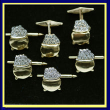 Vintage Retro Cufflinks Buttons Man's Dress Set Diamonds Gold Appraisal (4787)