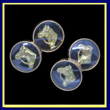 antique cufflinks gold horse heads Retro Unisex man's jewelry