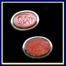antique Islamist carved carnelian cufflinks gold unisex men's jewelry