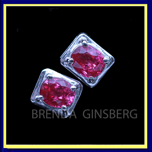 Burmese ruby earrings ear studs white gold