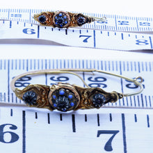 Antique Georgian Empire poissarde earrings 18k gold, enamel, gems French (3372)
