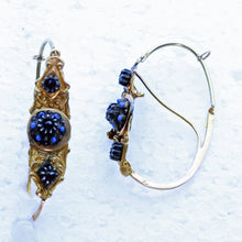 Antique Georgian Empire poissarde earrings 18k gold, enamel, gems French (3372)