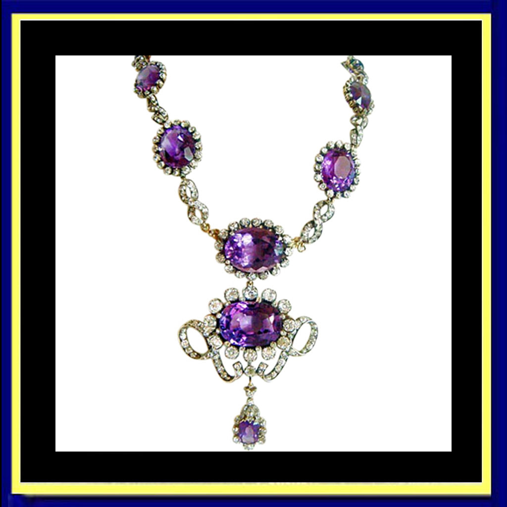Victorian necklace amethysts diamonds