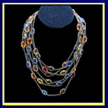 vintage long chain necklace natural sapphires gold