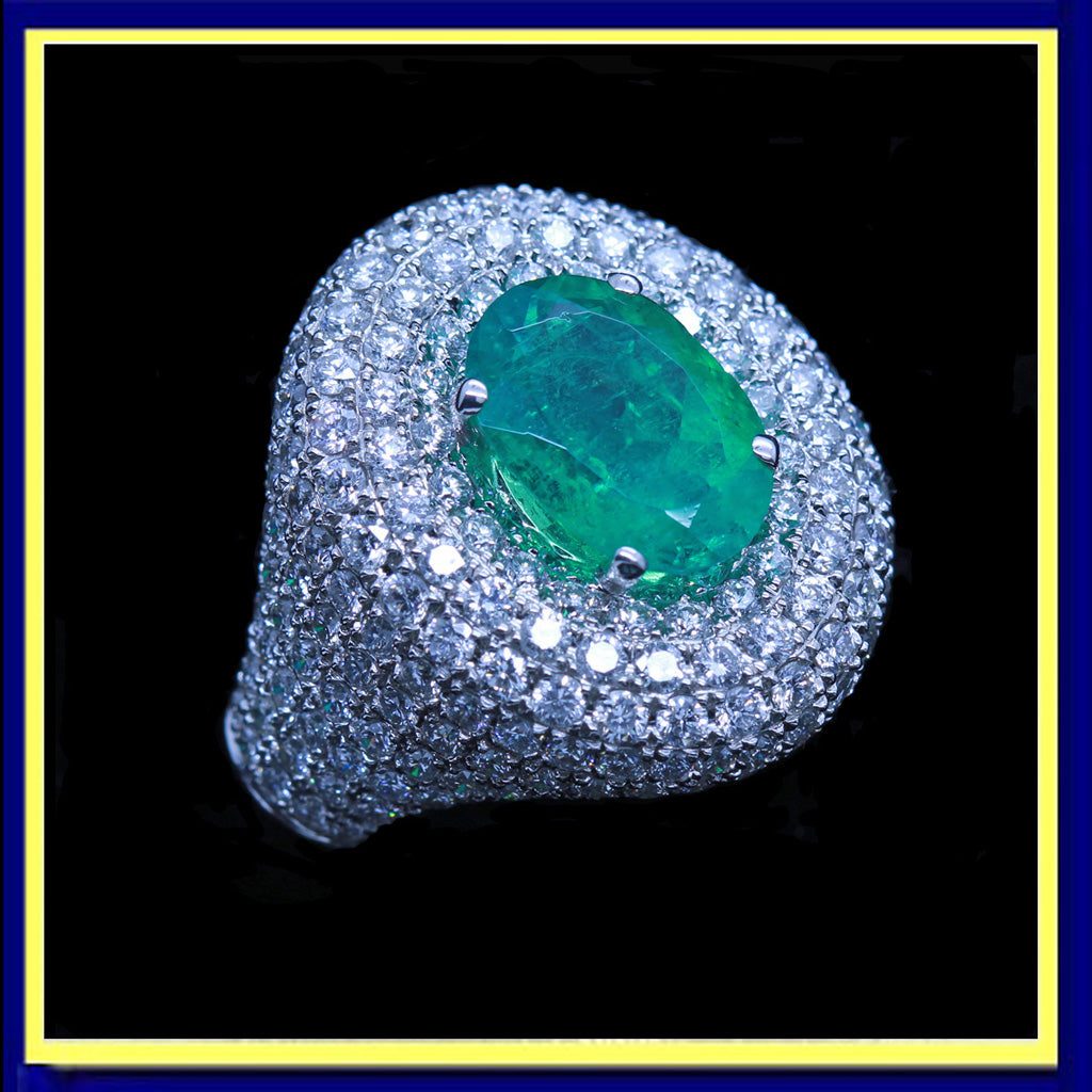 ring diamonds emerald gold