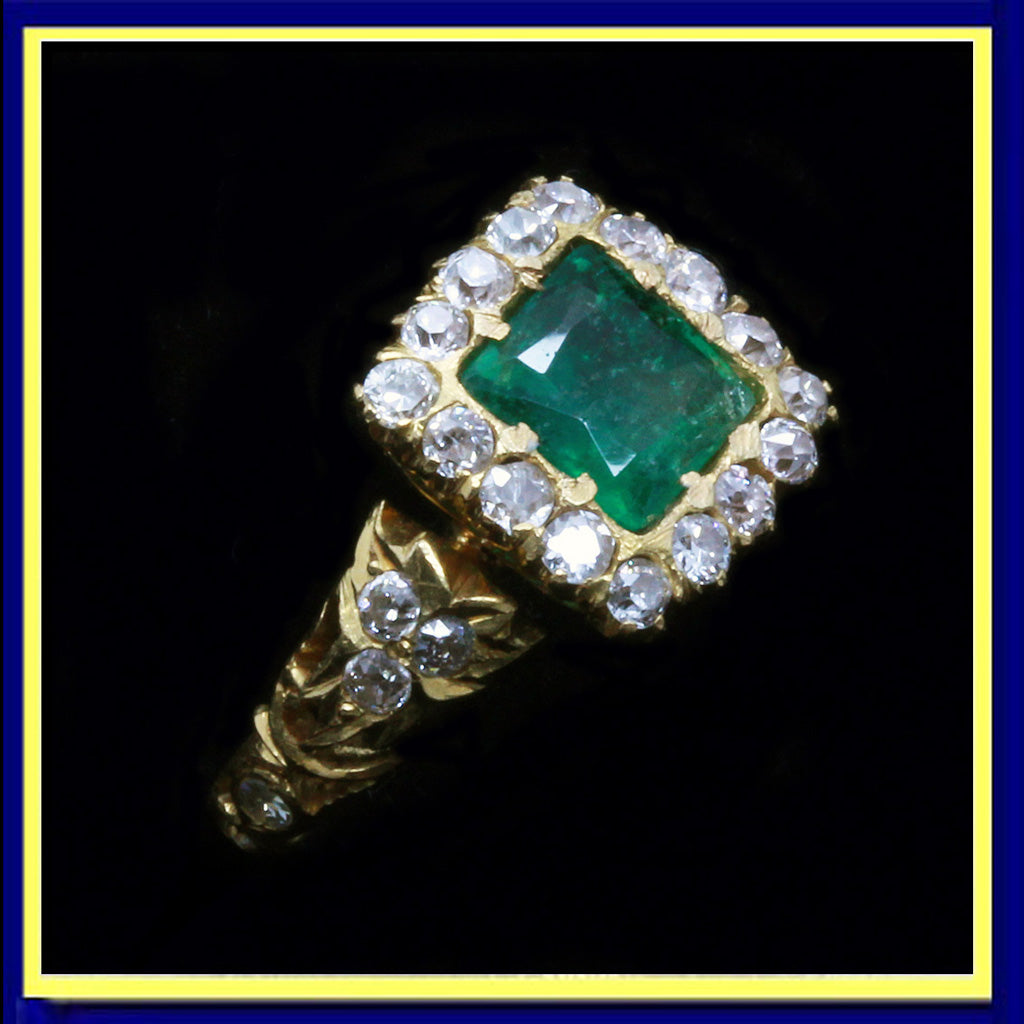 antique vintage ring gold emerald diamonds Mughal Indian