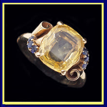 Raymond Yard ring signed retro yellow blue sapphires vintage