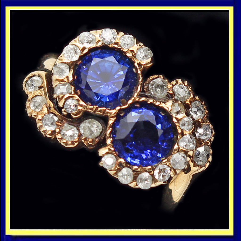 antique ring art nouveau gold diamonds sapphires 
