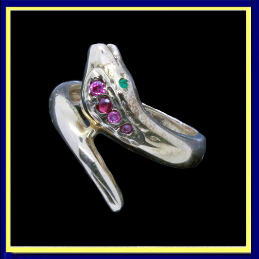 antique snake ring gold rubies emeralds