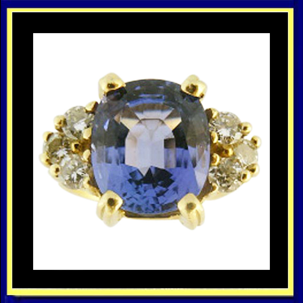 engagement wedding ring tanzanite diamonds gold GIA certificate