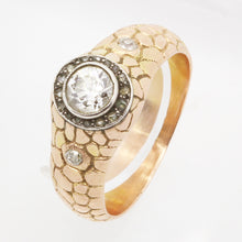 Antique Imperial Russian Genuine Signed Faberge Man's Ring Gold Diamonds (5512)