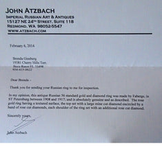 Antique Imperial Russian Genuine Signed Faberge Man's Ring Gold Diamonds (5512)