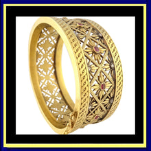 Antique Bangle Cuff Bracelet Gold Rubies Diamonds Froment-Meurice France (5614)