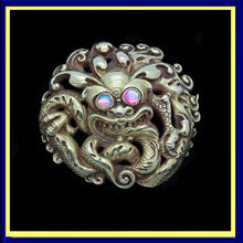 Louis Wiese antique French Victorian gold opal brooch dragon