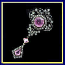 antique Victorian pendant brooch tourmaline diamonds silver