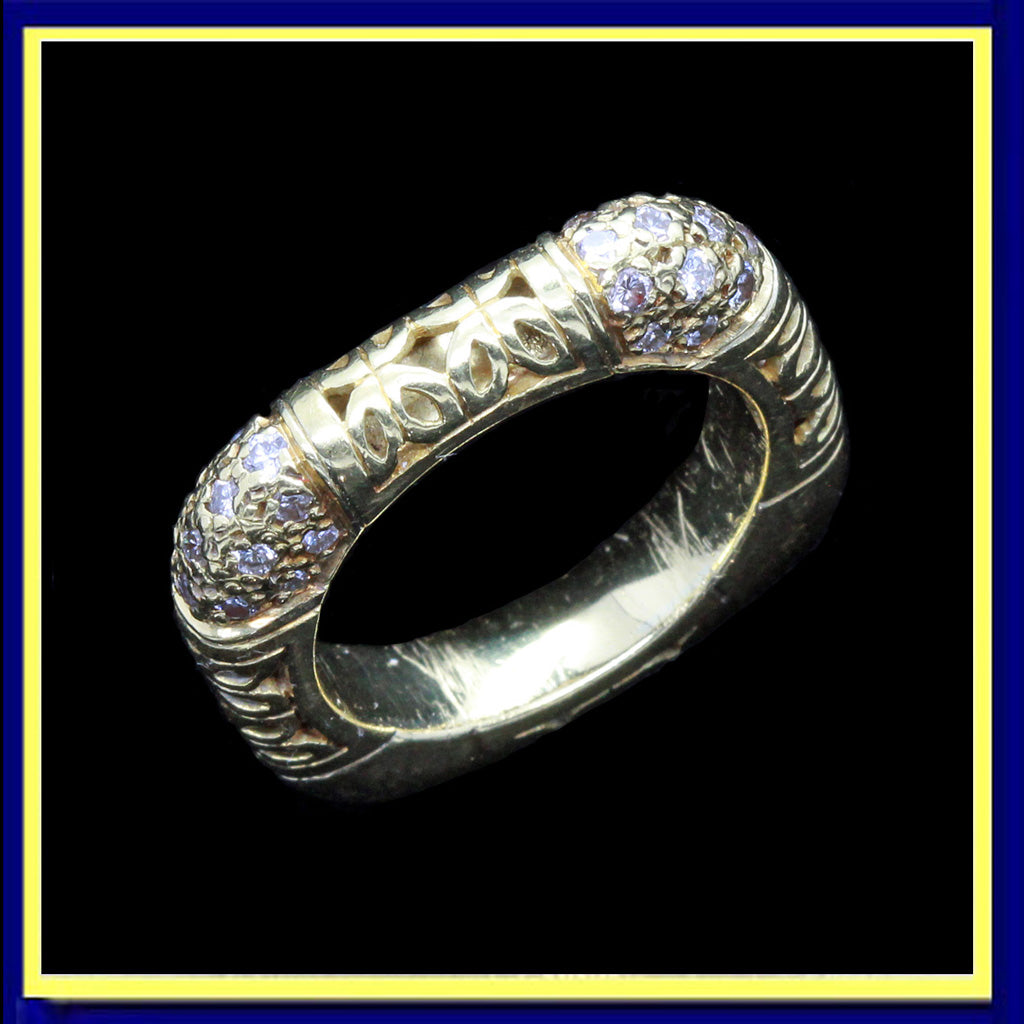 Alishan ring wedding band yellow gold diamonds