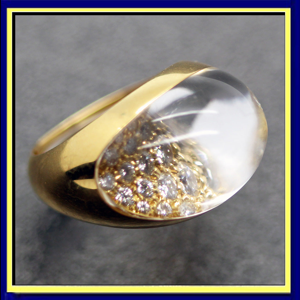 Cartier ring vintage diamonds rock crystal gold MYST CARTIER France