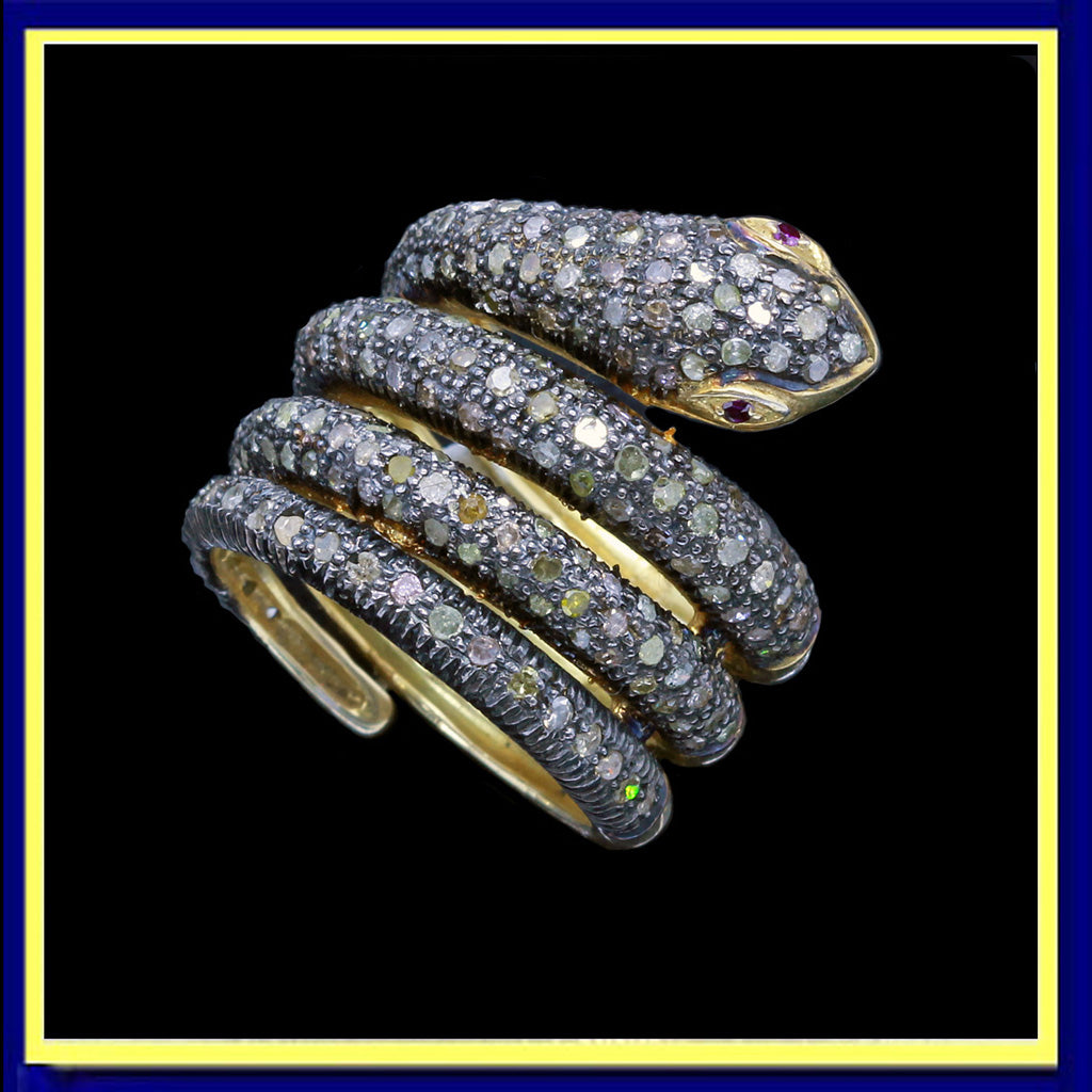 snake ring gold silver diamonds