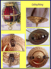 Antique Cranberry Ruby Glass Hanging Hall Lamp Brass (3652)