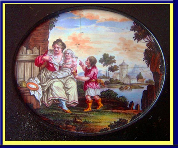 antique French Limoges Enamel miniature plaque paintings