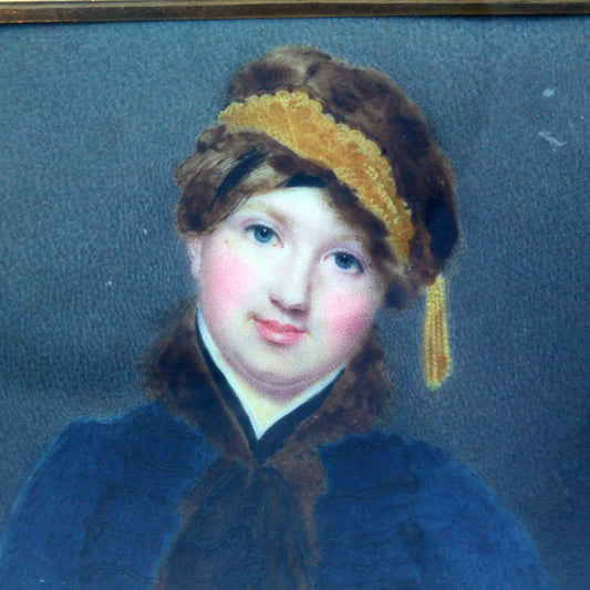 antique Georgian miniature portrait painting woman Charles Jagger