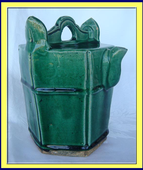 antique Chinese ceramic water pot green glaze
