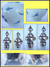 Antique Chinese blue white porcelain bottle vase w Dutch silver lid 19C (4048)
