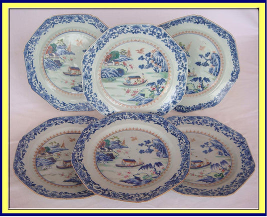 antique chinese ceramic qianlong plates blue white