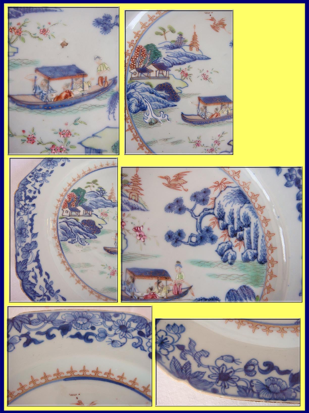 ANTIQUE CHINESE CERAMIC QIANLONG 18C PLATES - BLUE WHITE(4182)
