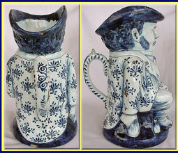 Antique Dutch Delft Blue White Signed 1750 Toby Jug (2872)