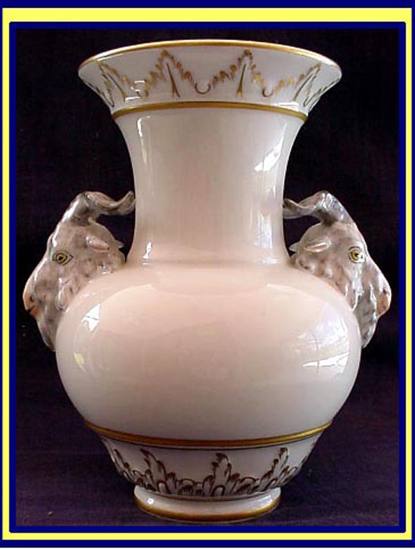 antique KPM porcelain vase goat rams heads Berlin Royal
