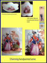 Antique Meissen porcelain Bowl HP Mother Child Dog in Garden (1011)