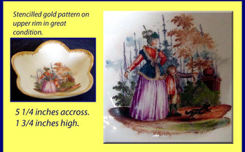 Antique Meissen porcelain Bowl HP Mother Child Dog in Garden (1011)