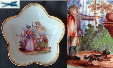 Antique Meissen porcelain Bowl HP Mother Child Dog in Garden (1011)