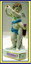 antique Meissen porcelain Acier motto child cherub heart balance