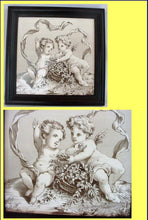 MINTON HP porcelain TILE W PR CHERUBS PUTTI FLOWERS 19C (2652)