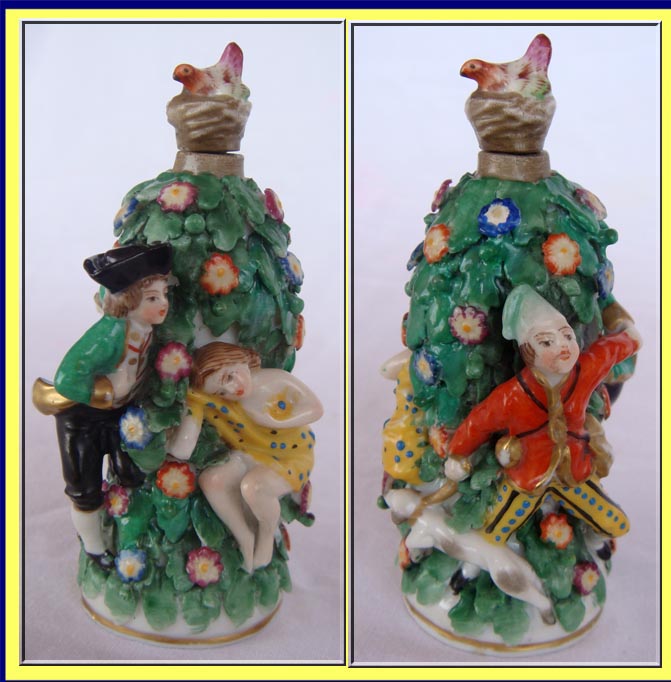 antique porcelain perfume scent bottle figures dog chicken games