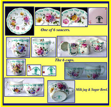 Royal Crown Derby Porcelain Part Tea Set For 6 Floral