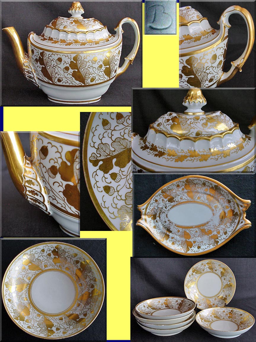 Antique Georgian Flight Barr Worcester Porcelain Tea Coffee Set (3289)