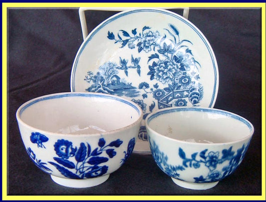 antique Georgian Worcester Dr Wall porcelain tea bowl saucer